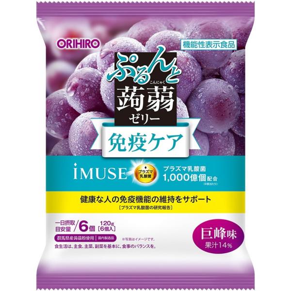 オリヒロ 機能性表示食品 ぷるんと蒟蒻ゼリーパウチ プラズマ乳酸菌巨峰味 6個